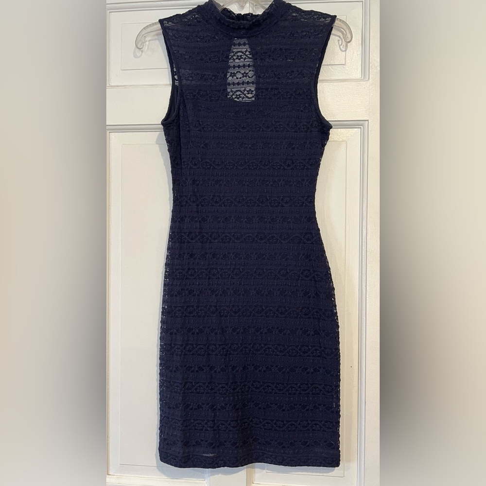 Guess Blue Sheath Mini Dress Scoop Neck Sleeveless